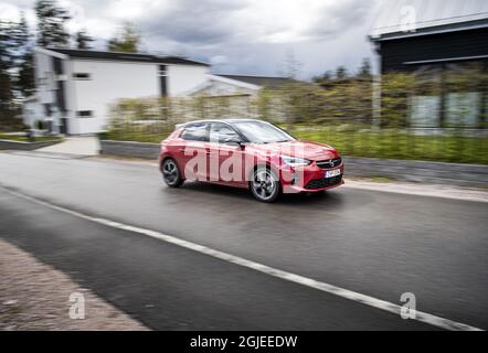 Opel Corsa GS Line 130. Car driving on the road Photo: Pontus Lundahl / TT / code10050  Stock Photo