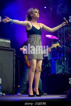 British musician Duffy, performs at the Roskilde Festival south of Roskilde in Denmark Stock Photo