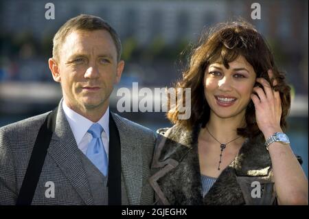 Daniel Craig and Olga Kurylenko during their visit to Stockholm, Sweden. Craig and Kurylenko are in Sweden to promote the new Bond movie 'Quantum of Solace'. Stock Photo