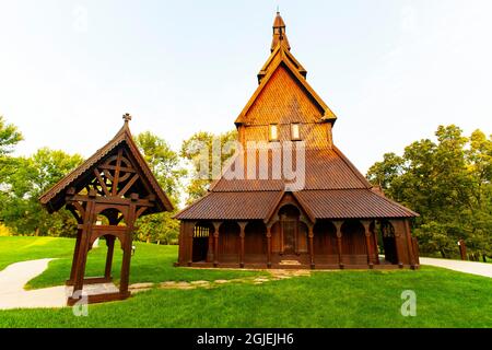 USA, Minnesota, Moorhead, Hopperstad Stave Church Stock Photo