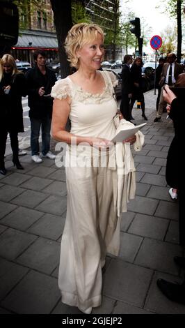 Former ABBA singer Agnetha Faltskog arrives at the opening of a new Luis Vuitton store in Stockholm, Sweden, Stock Photo