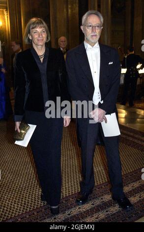 Nobel laureate John Maxwell Coetzee and wife arrive to the dinner hosted by the Swedish Royal Couple for the 2003 Nobel Prize laureates at the Royal Castle in Stockholm. John Maxwell Coetzee was awarded with this year's Nobel Prize in Literature. Stock Photo