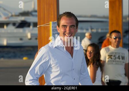 Prince Nikolaos before the pre wedding party in Spetses, Greece. Stock Photo