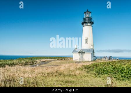 USA, Oregon. Yaquina Head Natural Area, Yaquina Head Lighthouse. Stock Photo