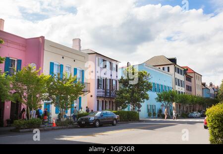Rainbow Row in Charleston, South Carolina, USA. Stock Photo