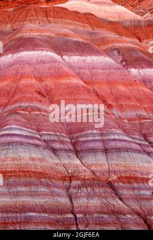 USA, Utah, Grand Staircase Escalante National Monument; The Paria Badlands are comprised of colorful, banded layers of clay hills of the Chinle Format Stock Photo