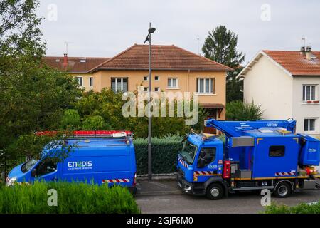 Enedis emergency response team, Bron, Rhône, AURA Region, France Stock Photo