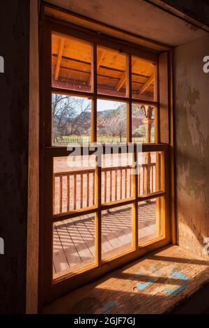 Alonzo Russell adobe house (featured in the film 'Butch Cassidy and the Sundance Kid'), Grafton ghost town, Utah, USA. Stock Photo