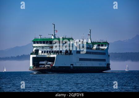 USA, Washington State, Port Townsend. Salish, Washington State Ferry on Puget Sound. Stock Photo