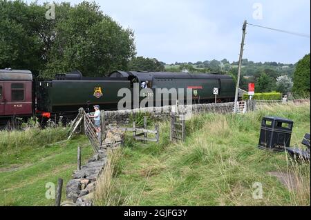 A West Country class locomotive 'City of Wells' on the East Lancashire railway. Stock Photo