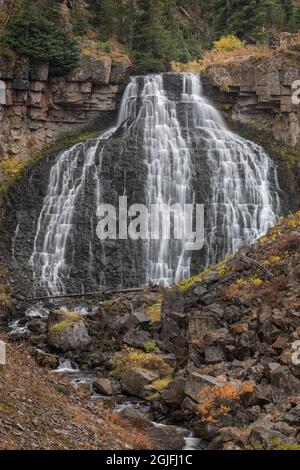 Rustic Falls, Yellowstone National Park, Wyoming Stock Photo