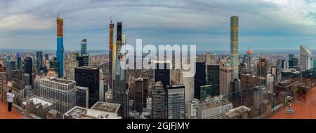 A panorama picture of New York's Manhattan buildings facing the Central Park. Stock Photo