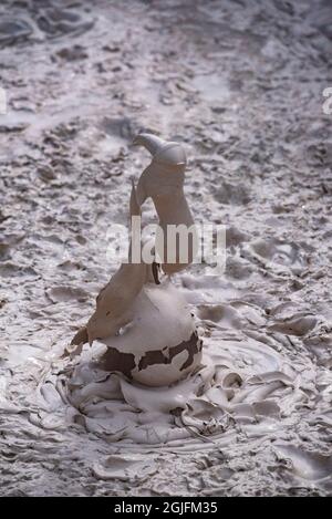 USA, Wyoming. Exploding mud bubbles, Artist's Paint Pots, Yellowstone National Park. Stock Photo