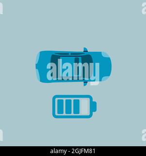 Electro car top view. Charging level icon. Stock Vector