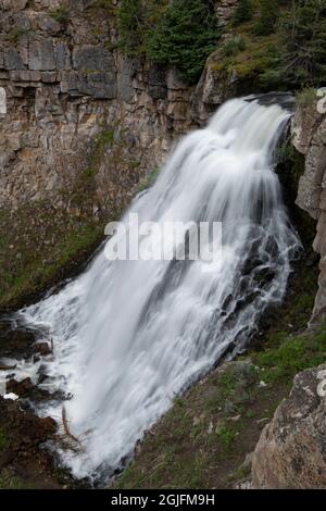 USA, Wyoming. Rustic Falls, Yellowstone National Park. Stock Photo