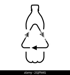 Recycle plastic bottle vector line icon. Logo isolated on white background. Stock Vector
