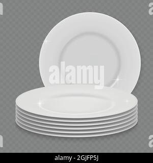 Realistic Plate Vector. Closeup Porcelain Mock Up Tableware Isolated On ...