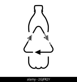 Recycle plastic bottle vector line icon. Logo isolated on white background. Stock Vector