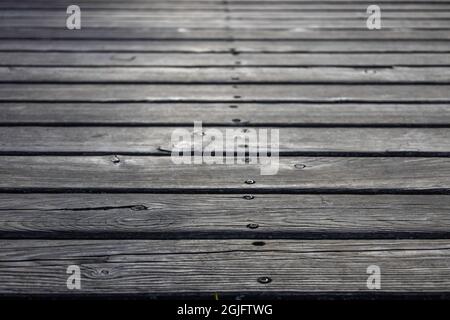 Old Damaged Wooden Planks Floor Background Texture Stock Photo