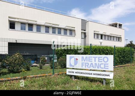 Bron, France - May 16, 2020: Interregional meteorological center and building of meteo France in Bron near Lyon Stock Photo
