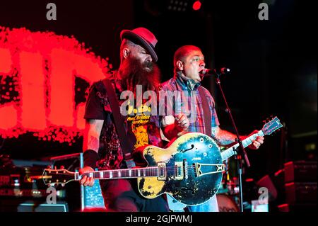 Rancid, performing at Worcester Palladium Outdoors for Boston to Berkeley II. Stock Photo