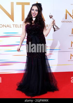 Mollie Gallagher in the press room after winning the Serial Drama Performance award at the National Television Awards 2021 held at the O2 Arena, London. Picture date: Thursday September 9, 2021. Stock Photo