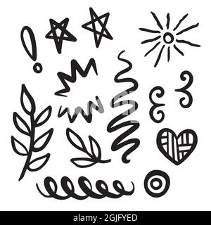 Arrows, Swirls, swoosh, and heart elements for greeting cards and design Stock Vector