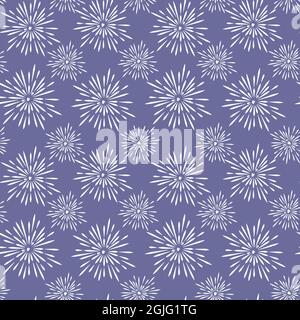 Abstract seamless pattern of firework isolated on blue vector illustration. Endless background for celebration designs. Holadays repeated print Stock Vector