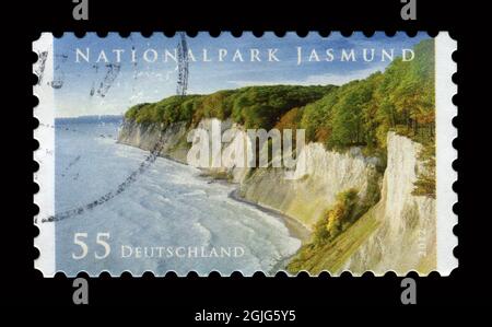 Stamp printed in Germany shows image of the Nationalpark Jasmund, circa 2012. Stock Photo