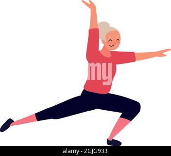 old woman doing yoga Stock Vector