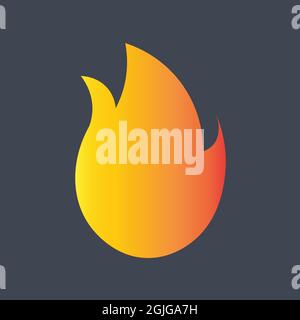 Fire Flame Vector Against Black Background. Hot Icon.  Stock Vector