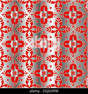 red pattern on a metal background. pattern for fabric, wallpaper, packaging. Decorative print. Stock Vector