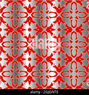 red pattern on a metal background. pattern for fabric, wallpaper, packaging. Decorative print. Stock Vector