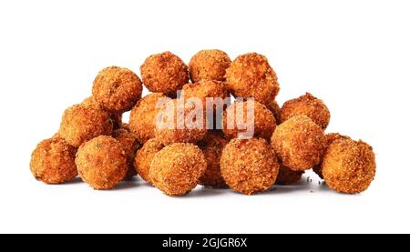 Tasty cod cutlets on white background Stock Photo