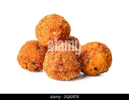 Tasty cod cutlets on white background Stock Photo