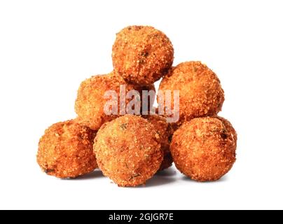 Tasty cod cutlets on white background Stock Photo