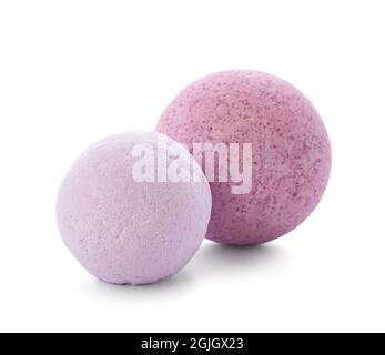 Lavender bath bombs on white background Stock Photo