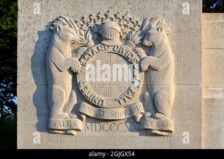 Close-up of the Great Seal of Missouri at the Missouri (35th US Division) State Memorial in Cheppy (Meuse), France Stock Photo