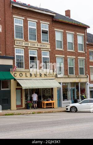 Belfast, Maine, USA.  Colburn Shoe Store, the oldest shoe store in America. Stock Photo