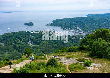 Camden Hills State Park, Maine, USA. View of Penobscot Bay from the summit of Mt. Battie Stock Photo