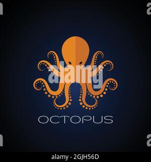 Vector of an octopus design on dark blue background. Aquatic animals. Easy editable layered vector illustration. Stock Vector