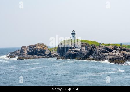 Pond Island Light is a lighthouse at the mouth of the Kennebec River, Maine.  Built in 1855. Stock Photo