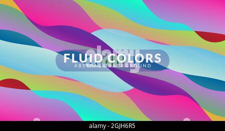 Colorful fluid wave layer vector illustration. Abstract pastel colour gradient background design for wallpaper, banner, poster, cover, flyer, presenta Stock Vector