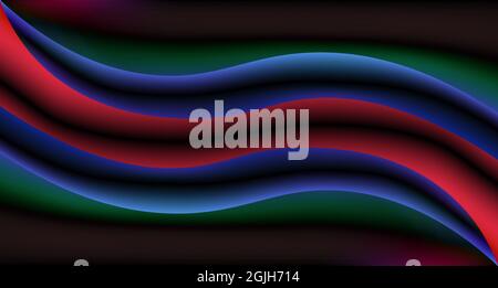 Dark wave with red blue gradient light effect. Retro futuristic fluid neon color. Abstract background design template for wallpaper, banner, poster Stock Vector