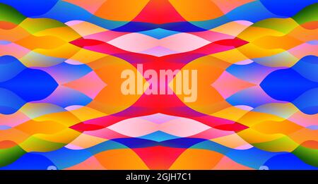 Symmetry and reflection retro seamless pattern. Abstract multicolor gradient mosaic background design template for festive decoration ornament Stock Vector