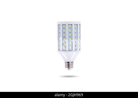 LED energy-saving lamp, screw cap E27 230v isolated on white background. Stock Photo