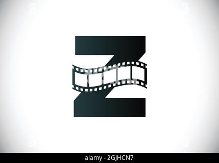 Initial Z monogram alphabet incorporated with film reel. Video and movie logo concept. Font emblem. Logo for the entertainment business and company Stock Vector