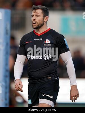 File photo dated 04-01-2020 of Saracens' Elliot Daly during the Gallagher Premiership match at Allianz Park, London. Issue date: Friday September 10, 2021. Stock Photo