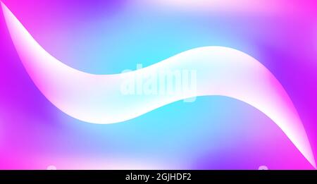 Beautiful fluid wave with pink magenta purple violet blue gradient. Magical fantasy wavy liquid illustration. Futuristic synthwave abstract background Stock Vector
