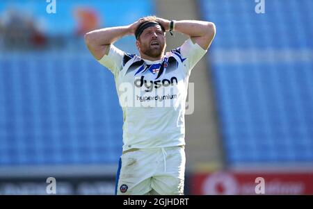 File photo dated 25-04-2021 of Bath's Henry Thomas reacts during the Gallagher Premiership match at Ricoh Arena, Coventry. Issue date: Sunday April 25, 2021. Issue date: Friday September 10, 2021. Stock Photo